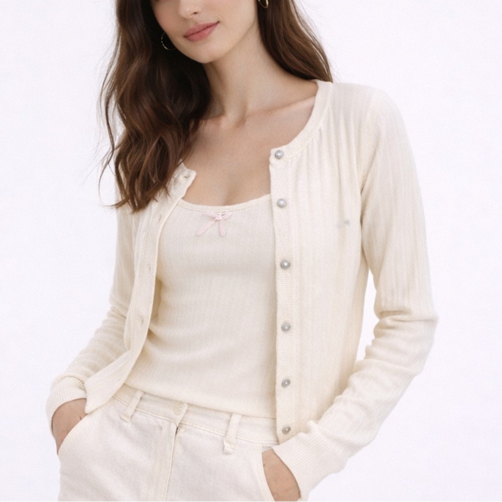 Reformation Bow Camisole & Sweater Set - Ivory